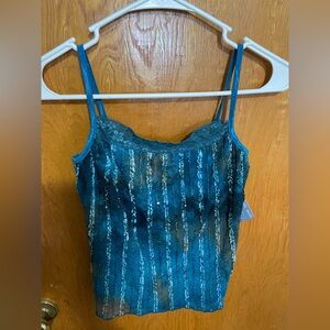 Elegant Teal Lace Trimmed Women's Top